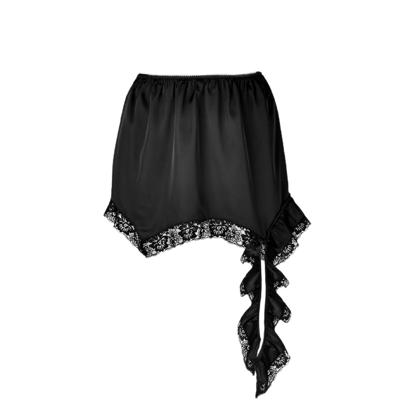 Women's Asymmetrical Lace Ruffle Skirt - Light Yellow