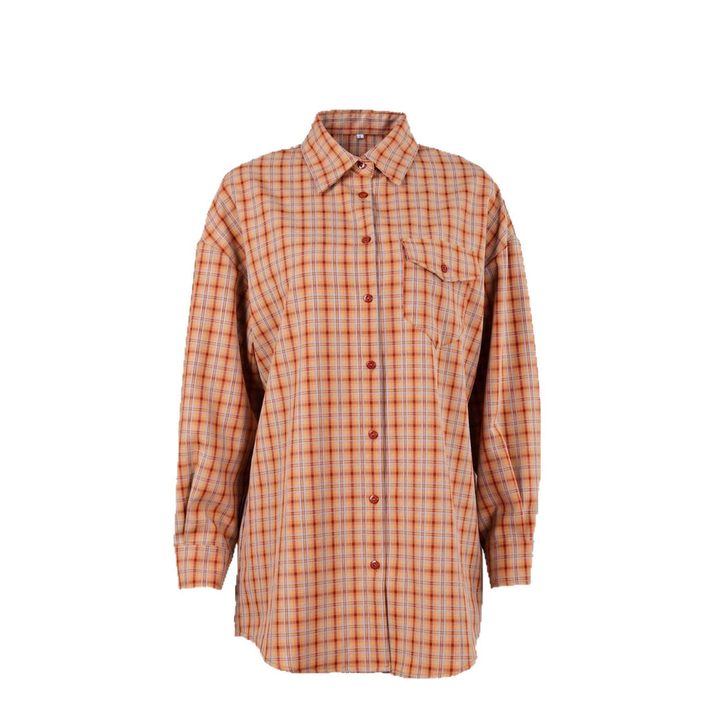 Women’s relaxed plaid long-sleeve blouse - view 5