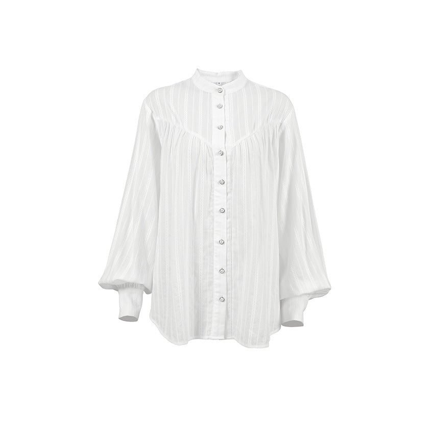 Women’s white cotton puff sleeve shirt - view 5