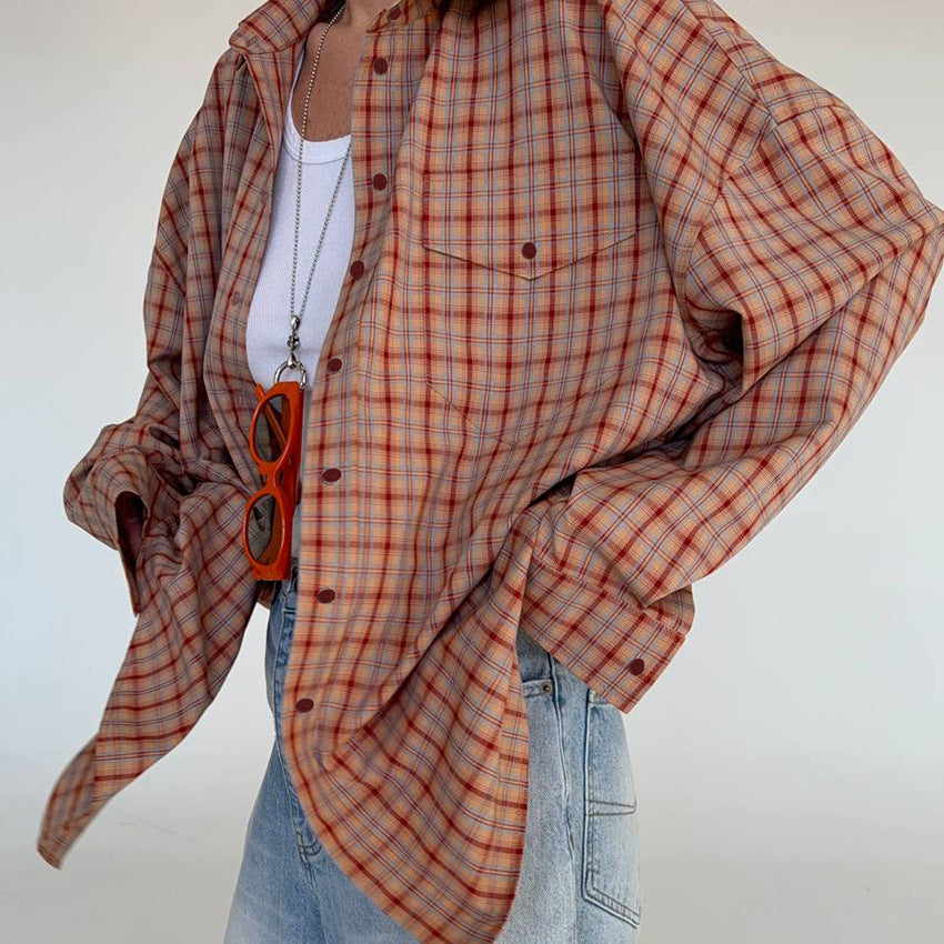 Women’s relaxed plaid long-sleeve blouse - view 2