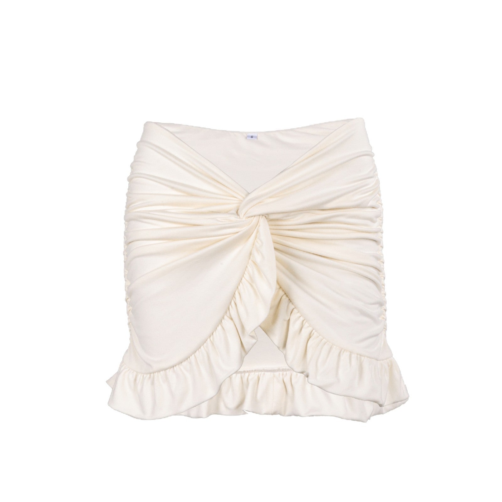 Women's High-Waist Ruched Pleated Knit Mini Skirt