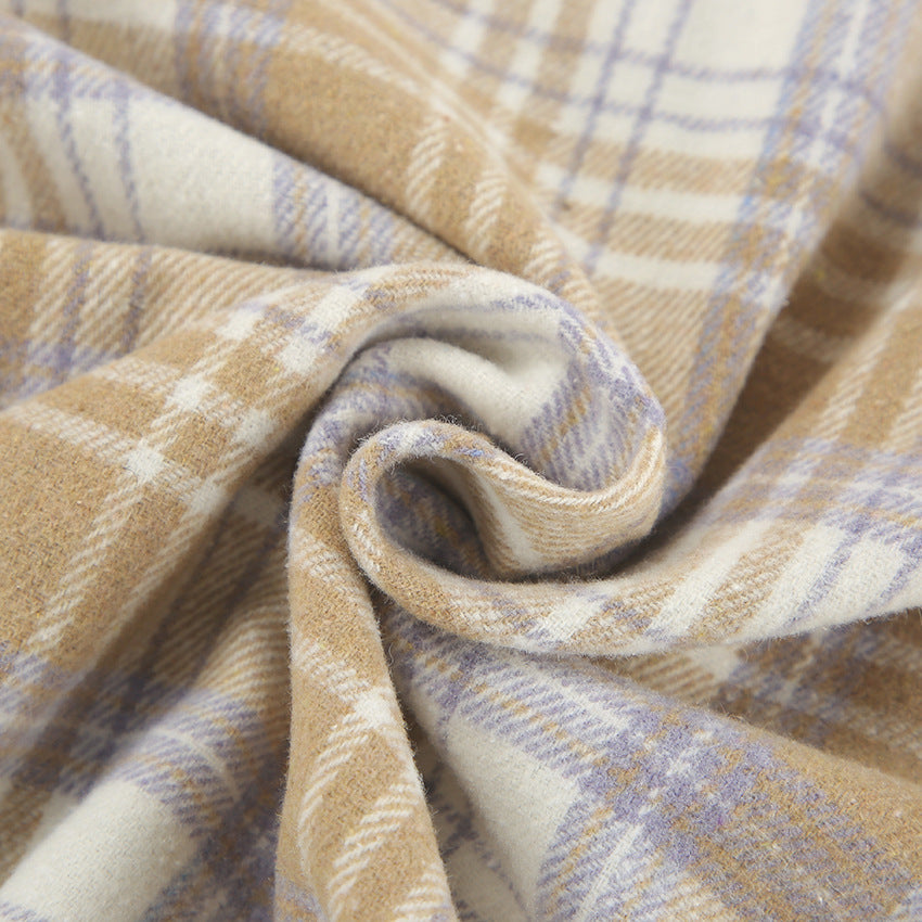 Women’s brushed plaid relaxed overshirt - view 7
