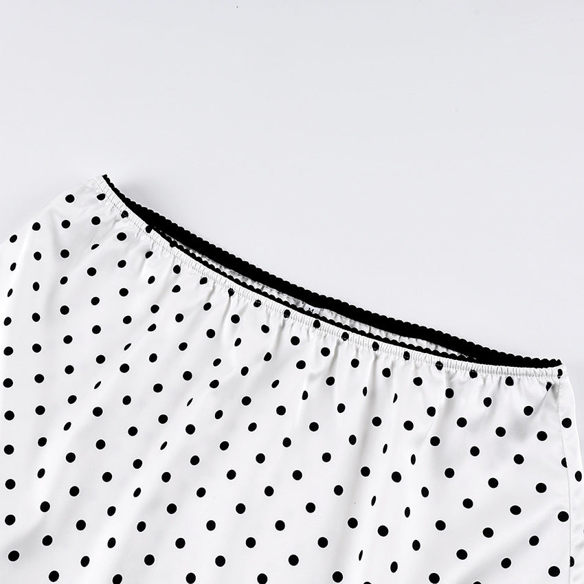 Women's Polka Dot Lace-Trim Mini Skirt