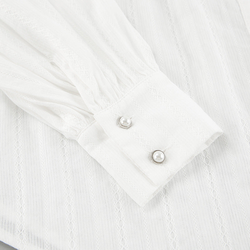 Women’s white cotton puff sleeve shirt - view 8