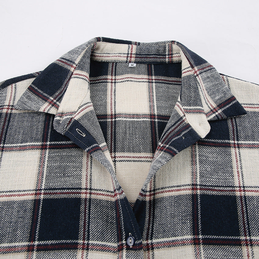Women’s oversized cotton plaid shirt jacket - view 6