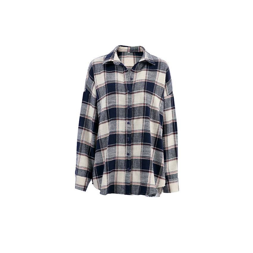Women’s oversized cotton plaid shirt jacket - view 5