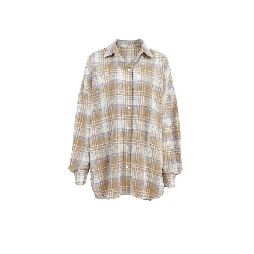 Women’s brushed plaid relaxed overshirt - view 5