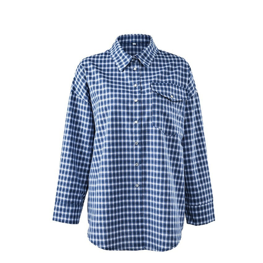 Women’s retro plaid cotton cardigan shirt - view 5