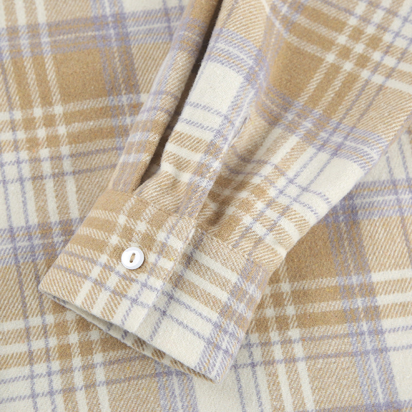 Women’s brushed plaid relaxed overshirt - view 8